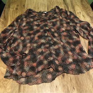 J Jill Hippie Artsy Floral Lightweight Long Sleeve Button Top Womens Size XL